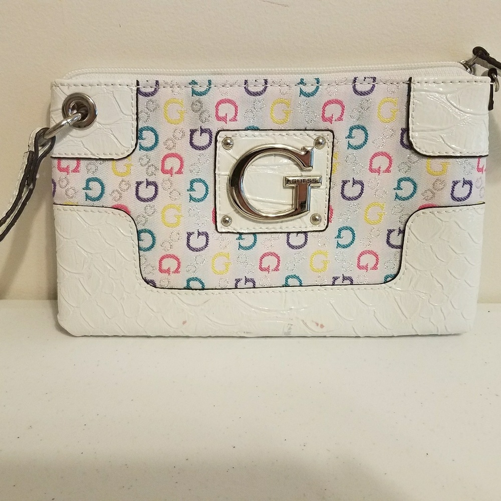 White Guess Wristlet
